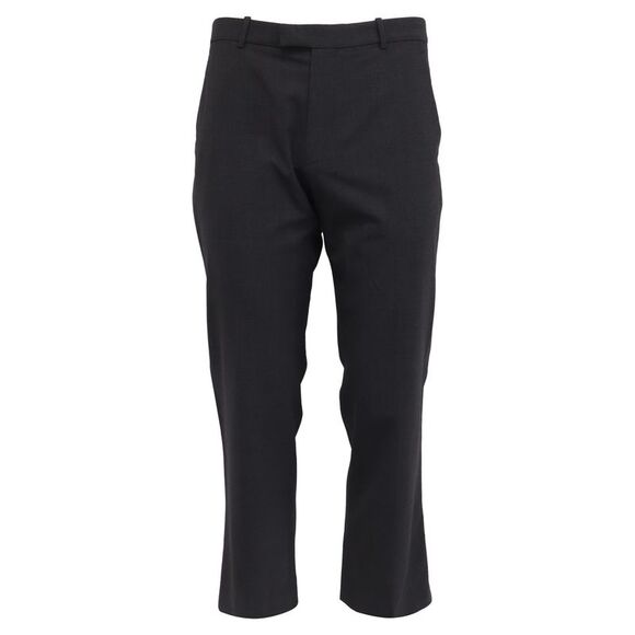 Theory Mid-Waist Regular Fit Cropped Trousers in Dark Grey Wool